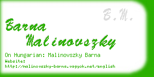 barna malinovszky business card